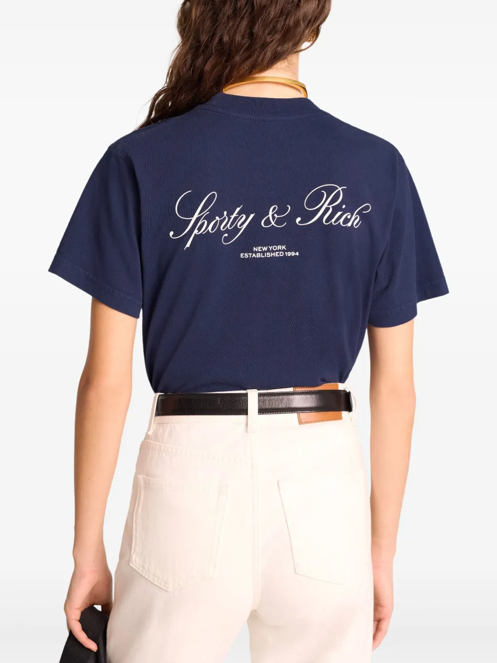 Sporty & Rich Katoenen T-shirt Blauw