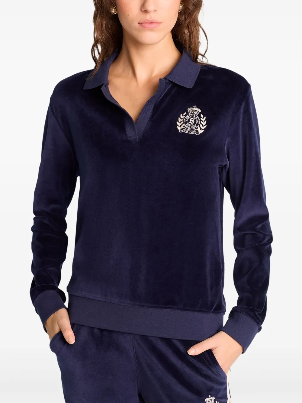 Sporty & Rich Sweater met wapenschild Blauw