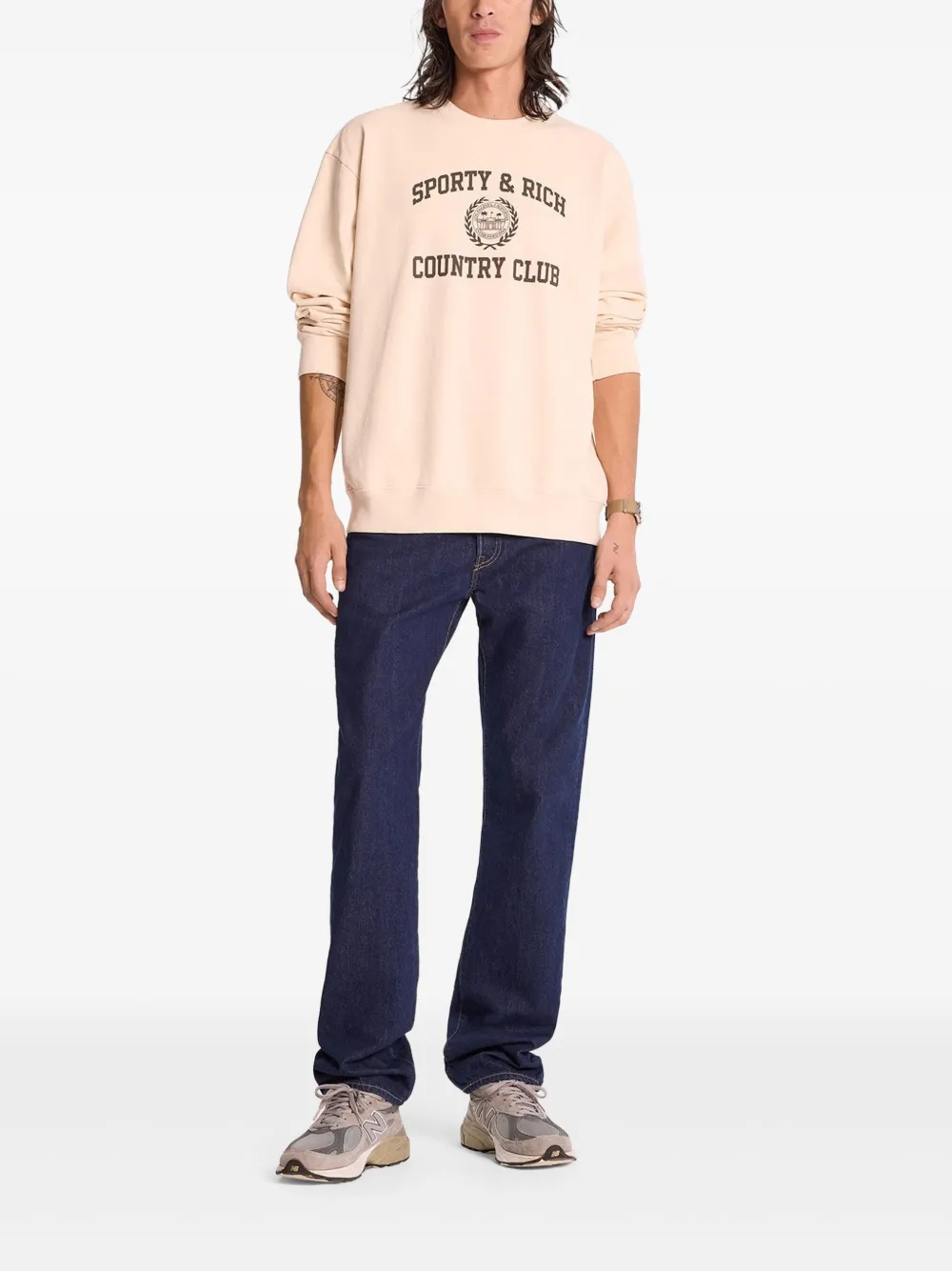 Sporty & Rich H&W sweater met wapenschild Beige