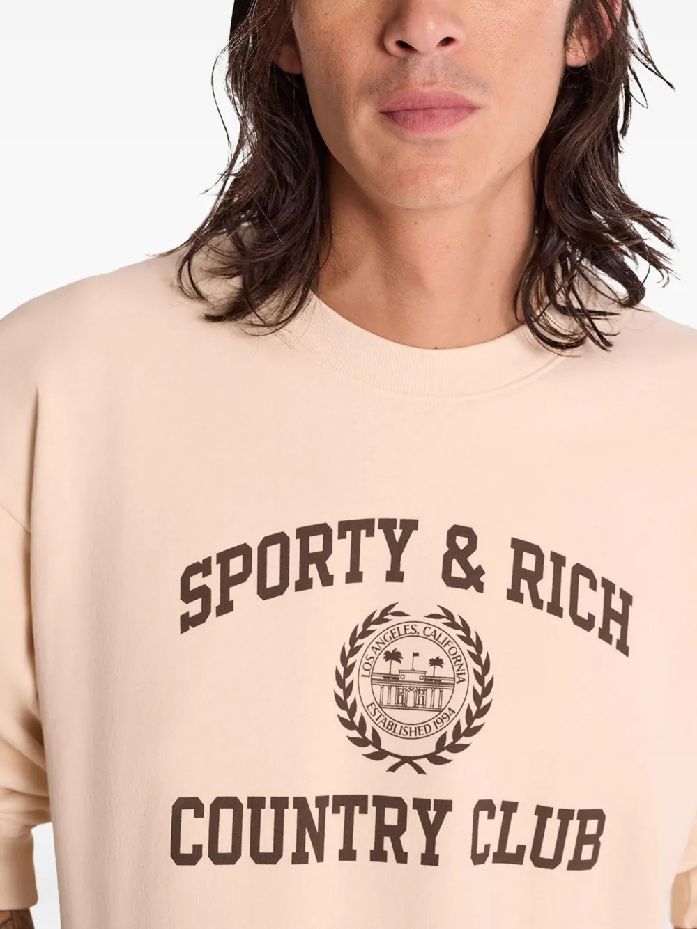 Sporty & Rich H&W sweater met wapenschild Beige