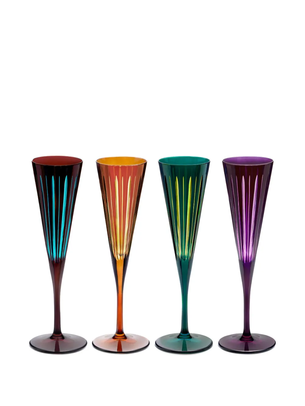 L'objet Prism Champagne Flutes Set (set Of Four) In Multi