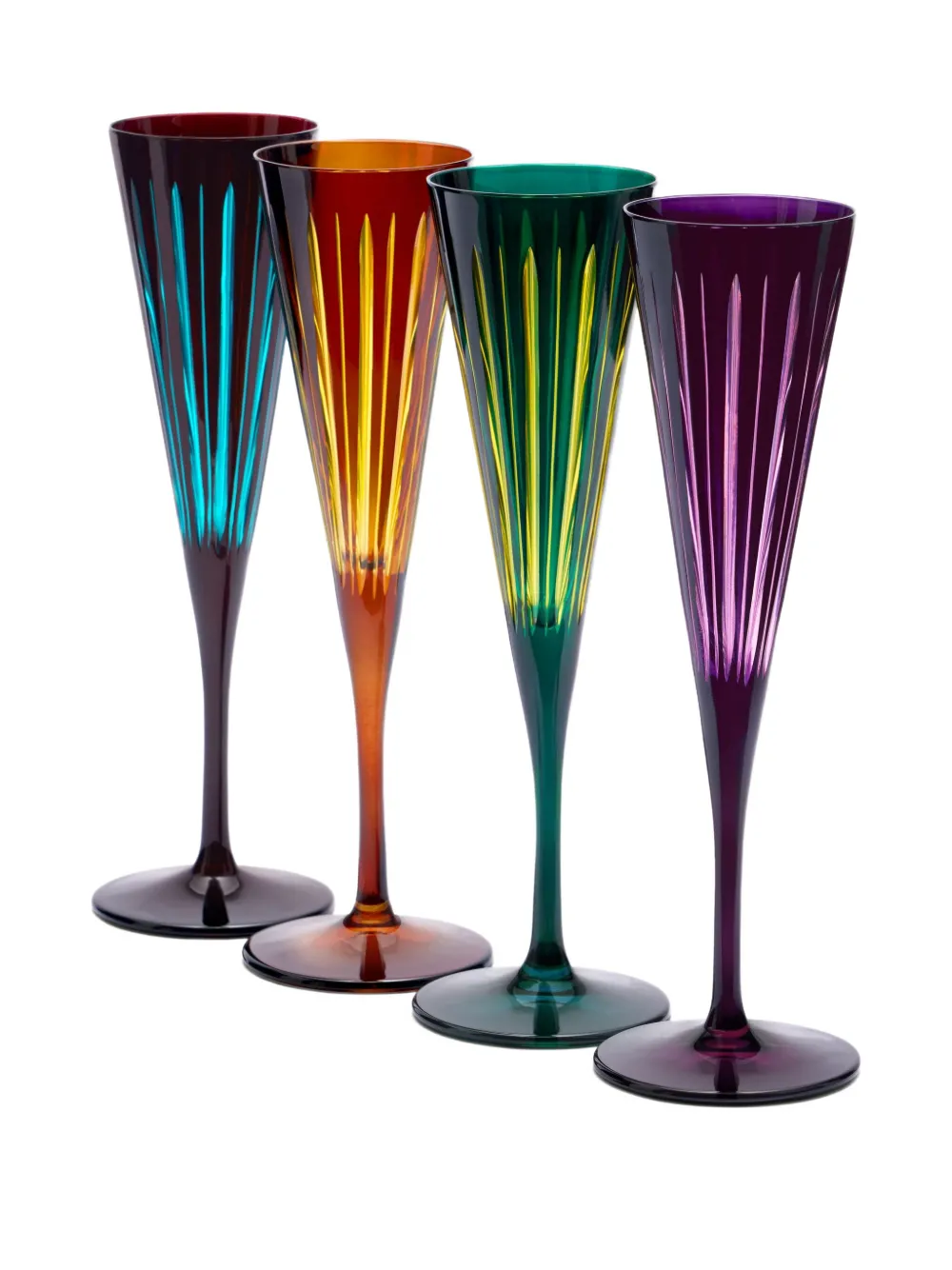 L'objet Prism Champagne Flutes Set (set Of Four) In Multi