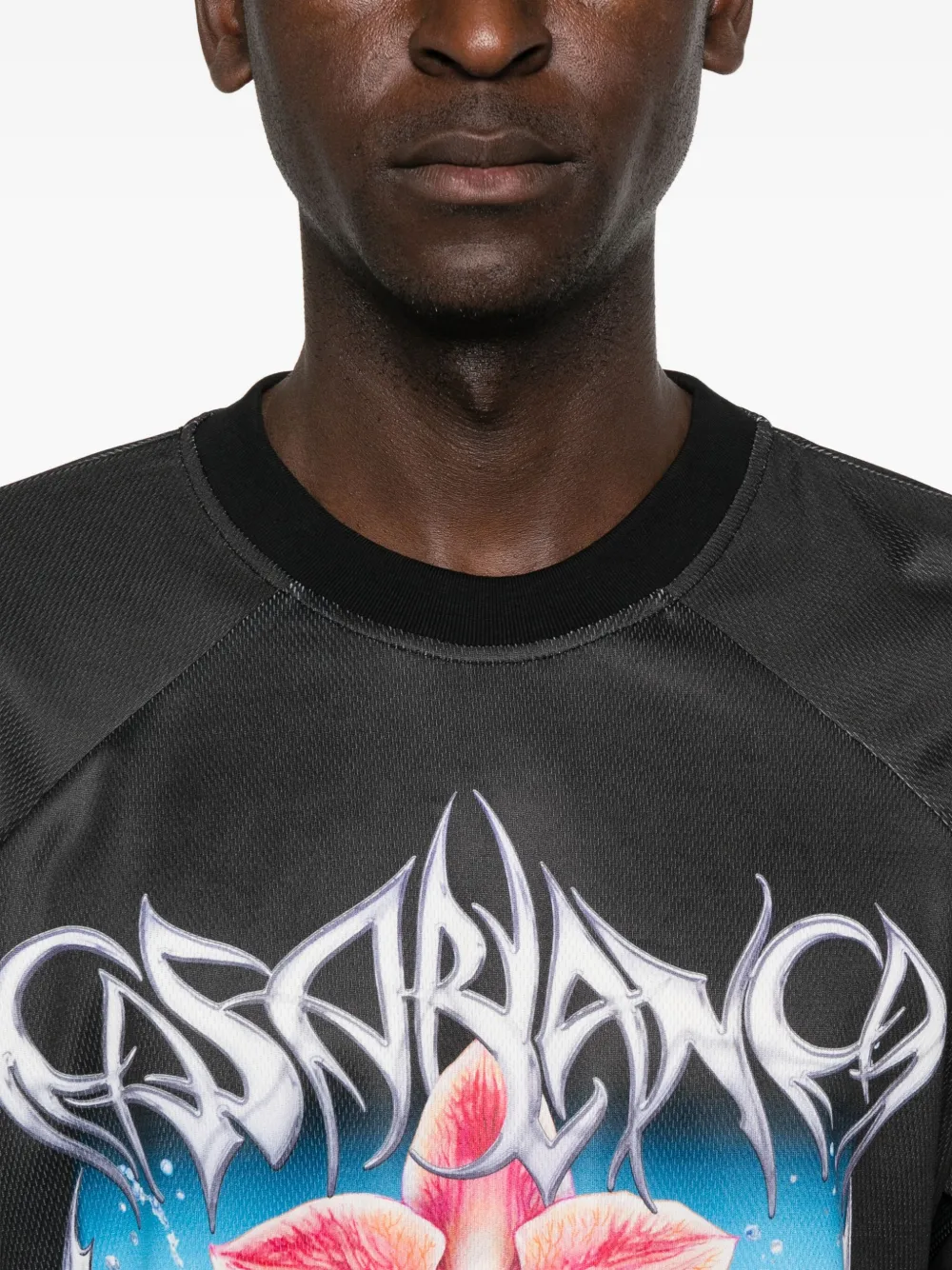 Casablanca Voerbaljersey met orchidee-print Zwart