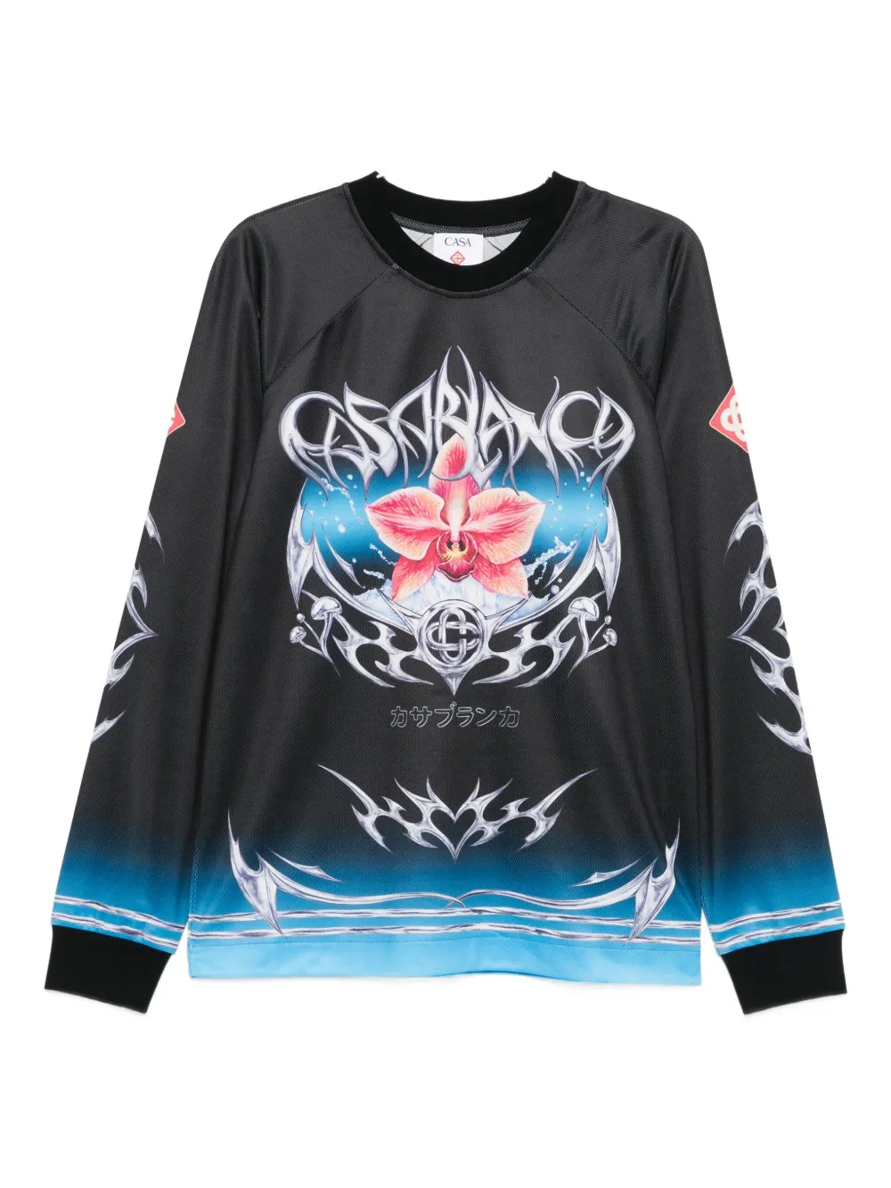 Casablanca orchid-print football jersey - Nero