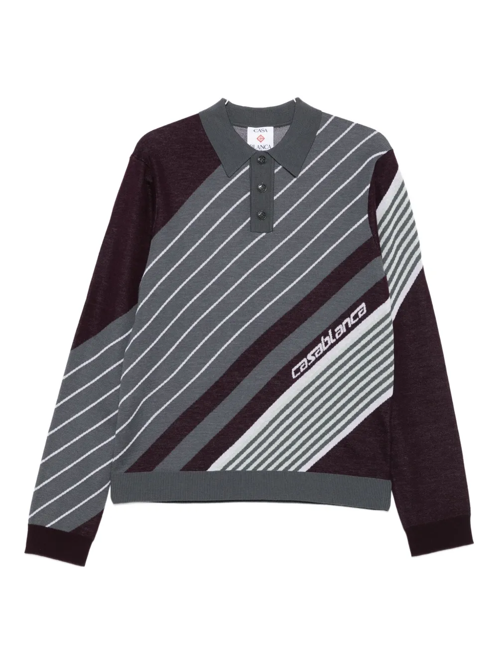 Casablanca diagonal-stripe polo shirt - ブラック Casablanca diagonal-stripe polo shirt - ブラック
