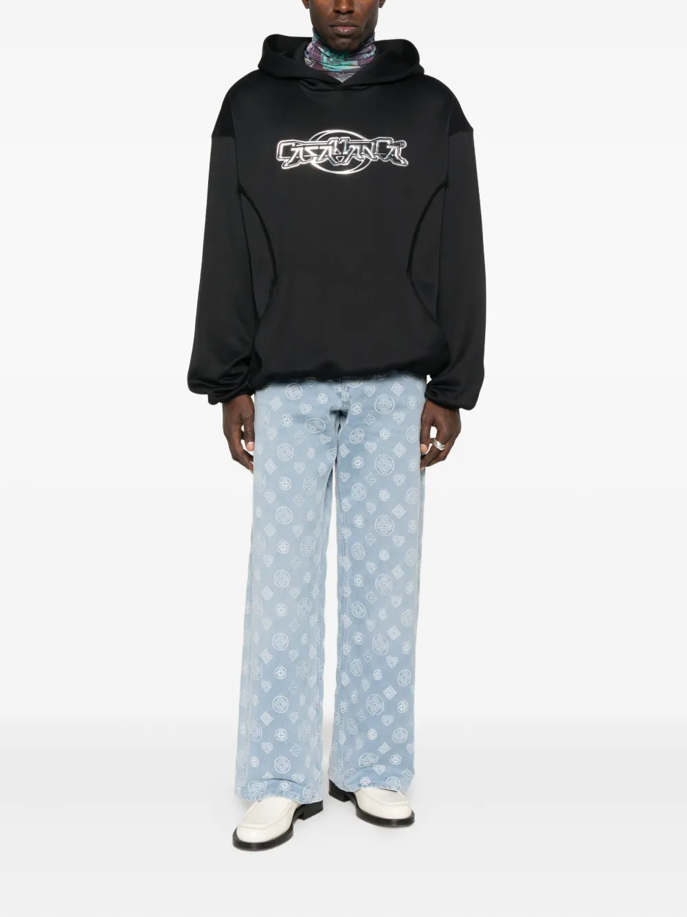 Casablanca monogram-pattern jeans - ブルー Casablanca monogram-pattern jeans - ブルー