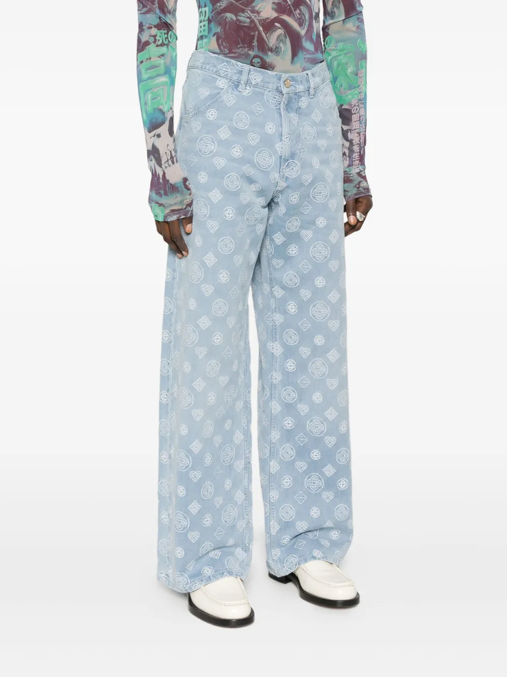 Casablanca monogram-pattern jeans - Blauw