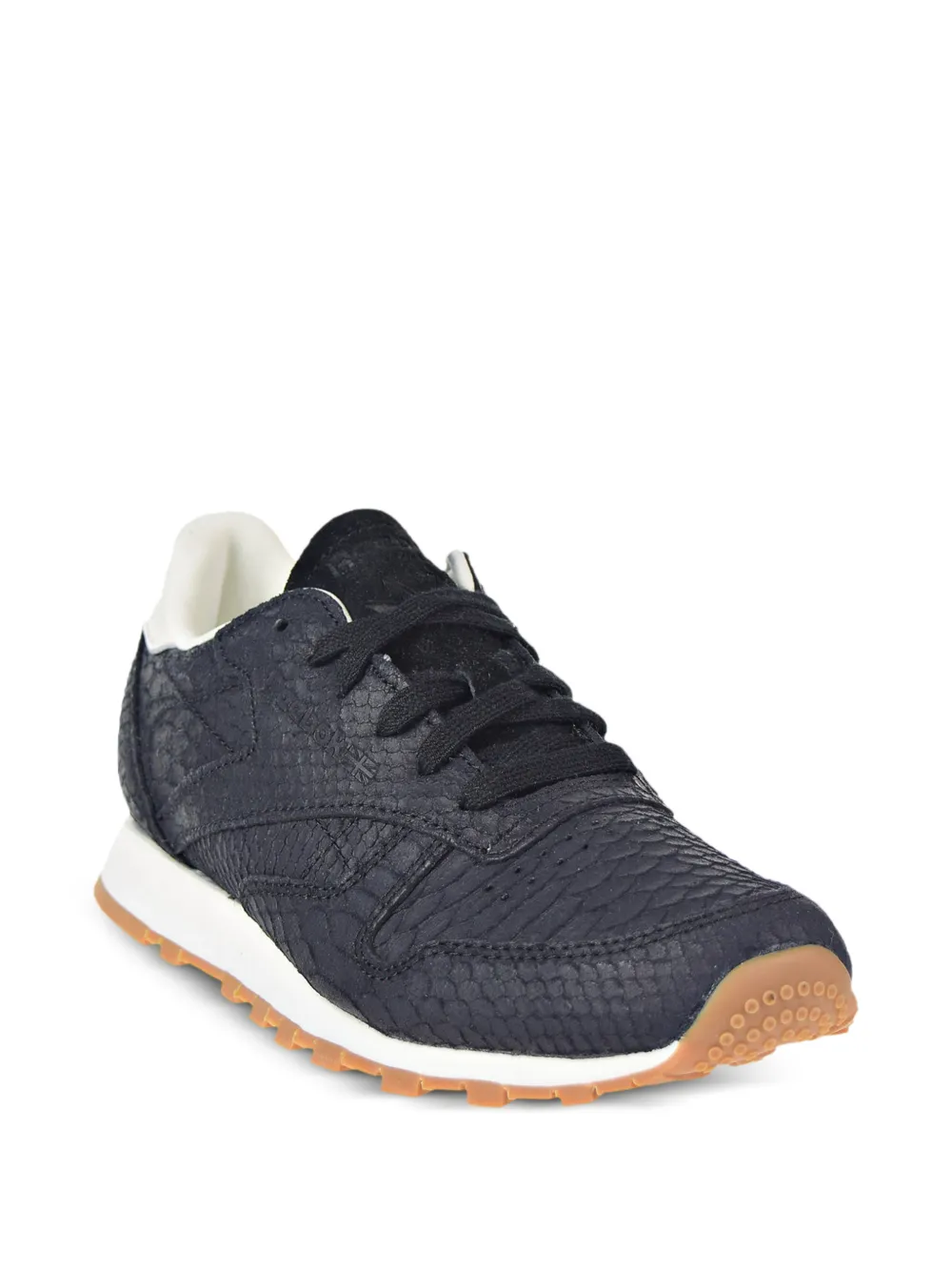  Reebok Classic Cl Textured Leather Sneakers - Black 