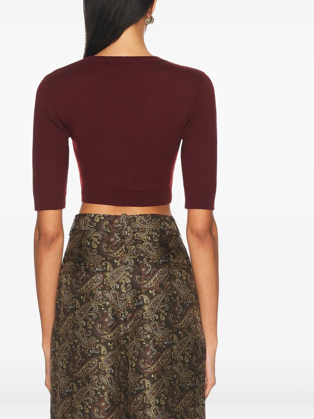 Saint Laurent Short-sleeve Cropped Top In Red