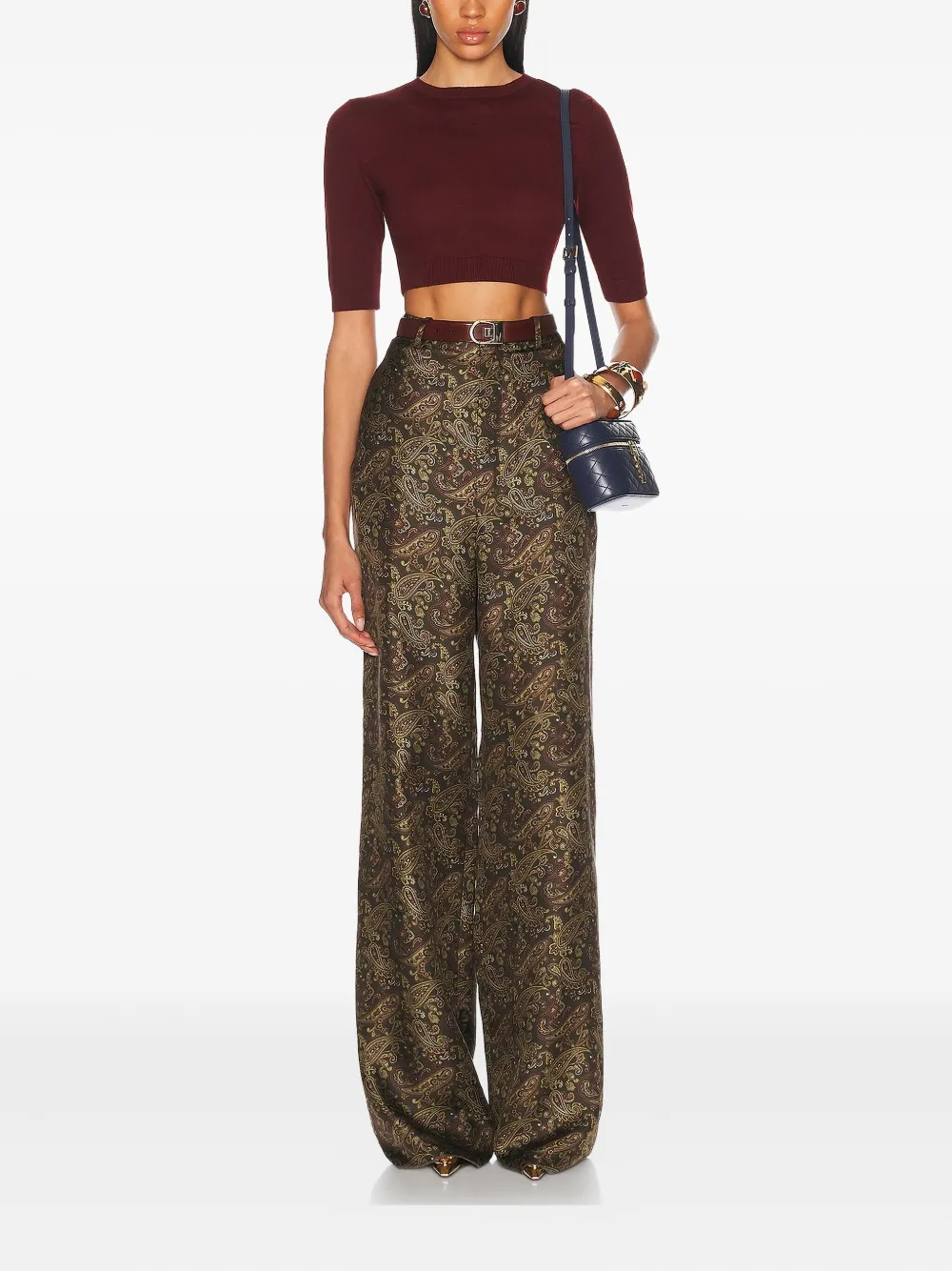 Saint Laurent Short-sleeve Cropped Top In Red