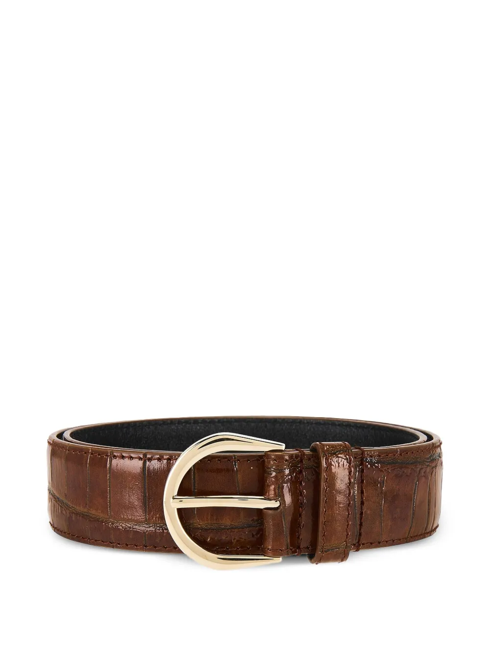 Saint Laurent crocodile-embossed leather belt Bruin