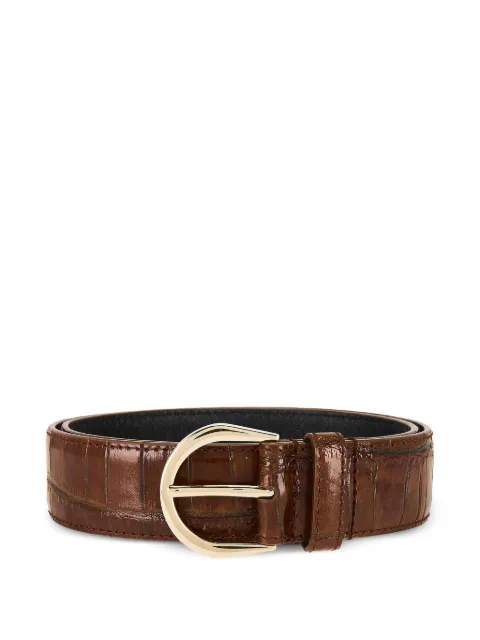 Saint Laurent cinturón con efecto de piel de cocodrilo en relieve
