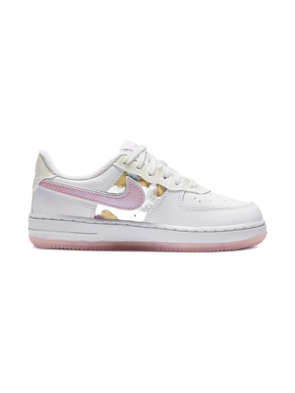 Nike Kids Force 1 LV8 "White Metallic Silver Light Arctic Pink Light Arctic Pink" sneakers