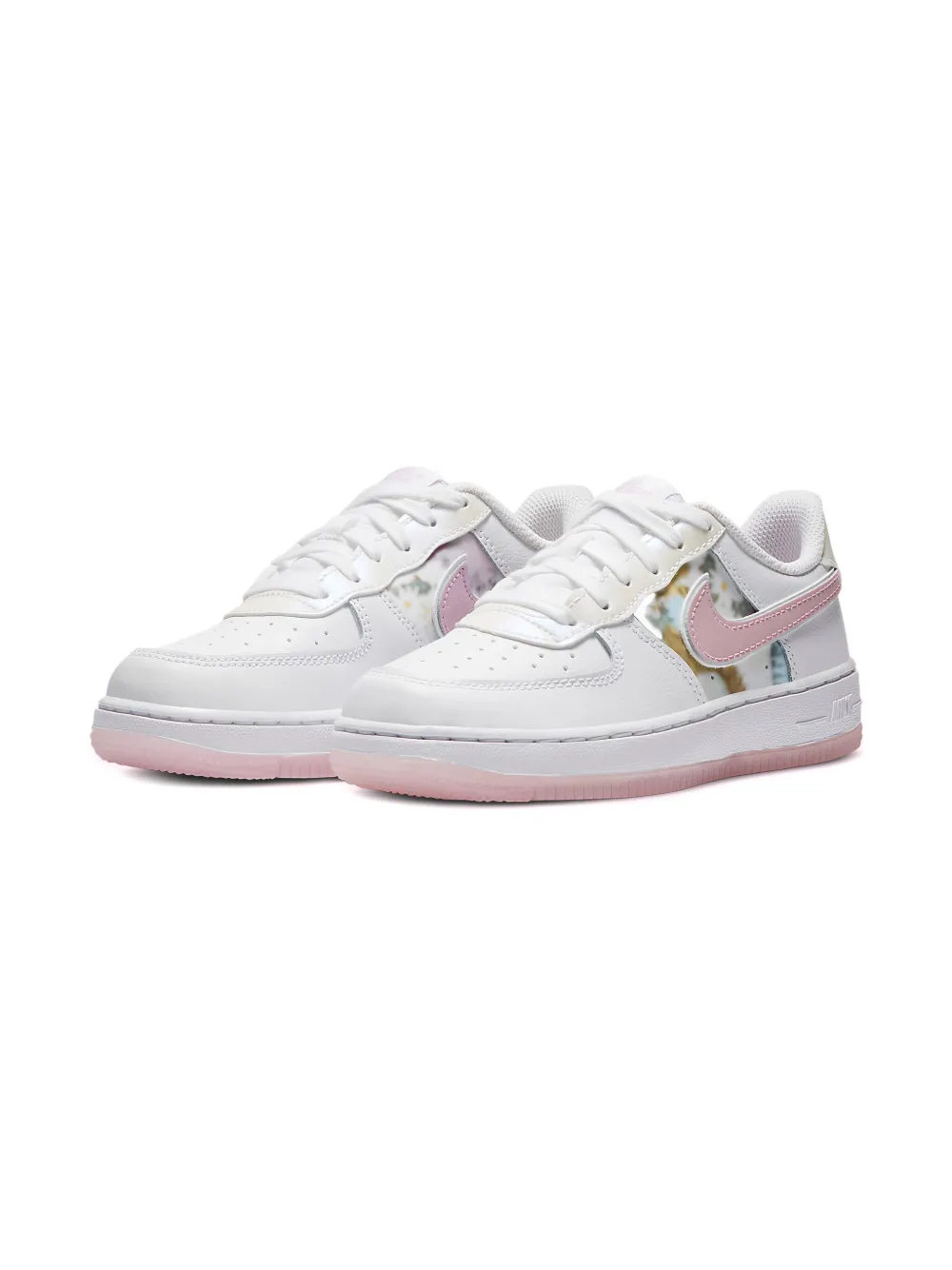 Nike Kids Force 1 LV8 "White Metallic Silver Light Arctic Pink Light Arctic Pink" sneakers