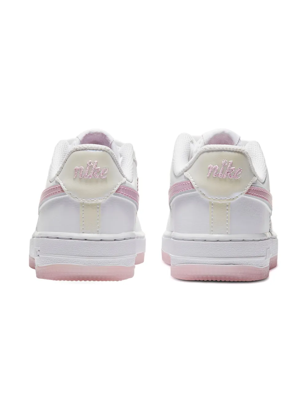 Nike Kids Force 1 LV8 "White Metallic Silver Light Arctic Pink Light Arctic Pink" sneakers