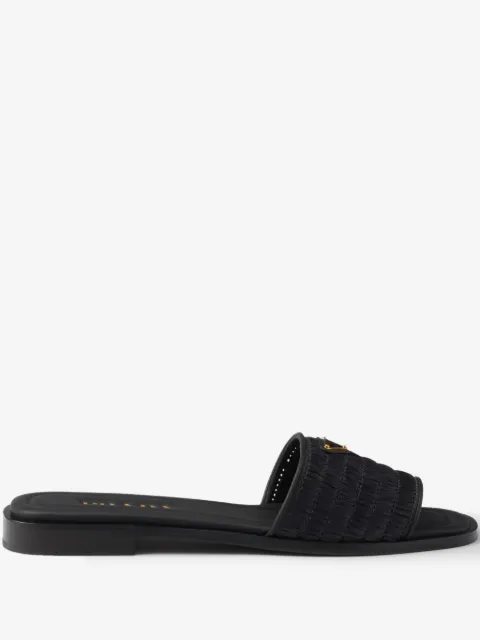 Prada leather slides with crochet details