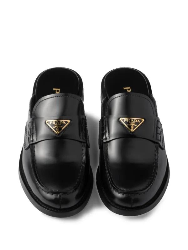Prada レザーミュール | ブラック | FARFETCH JP
