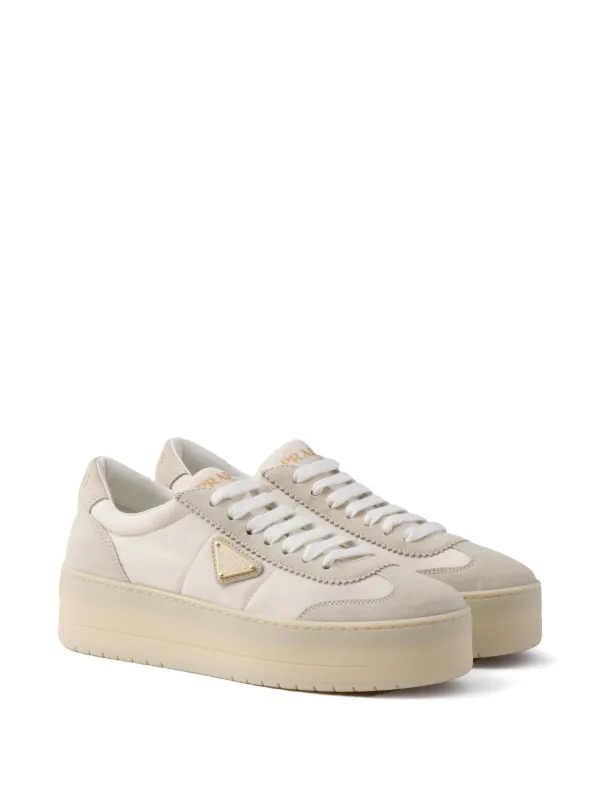 新色*PRADA* Downtown Bold ナイロン&スエードスニーカー 厚底 Prada Downtown Bold Sneakers | Neutrals | FARFETCH