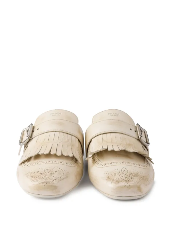 サンダル・ミュール Prada Ivory Leather Shuffle Slippers Prada Shuffle Mules | Sendegaro