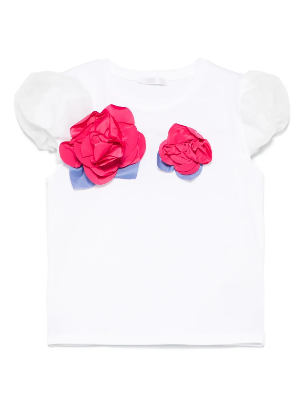 Miss Grant Kids フローラルアップリケ Tシャツ - ホワイト Miss Grant Kids フローラルアップリケ Tシャツ - ホワイト