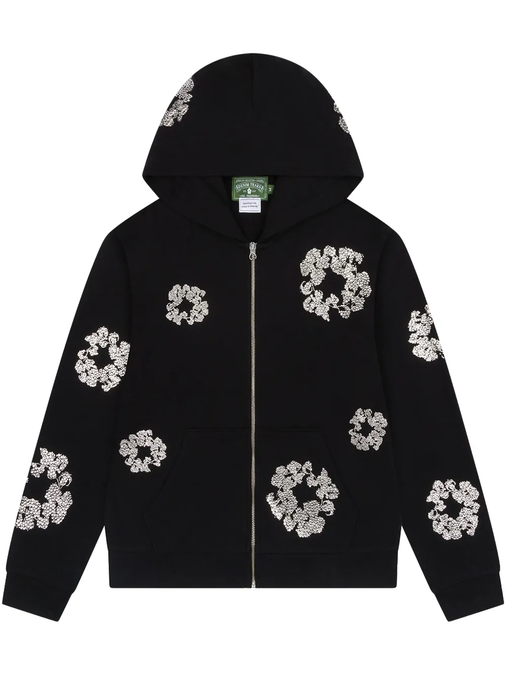 Swarovski Wreath "Black" zip hoodie