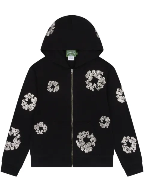 Denim Tears hoodie zippé Swarovski Wreath 'Black'