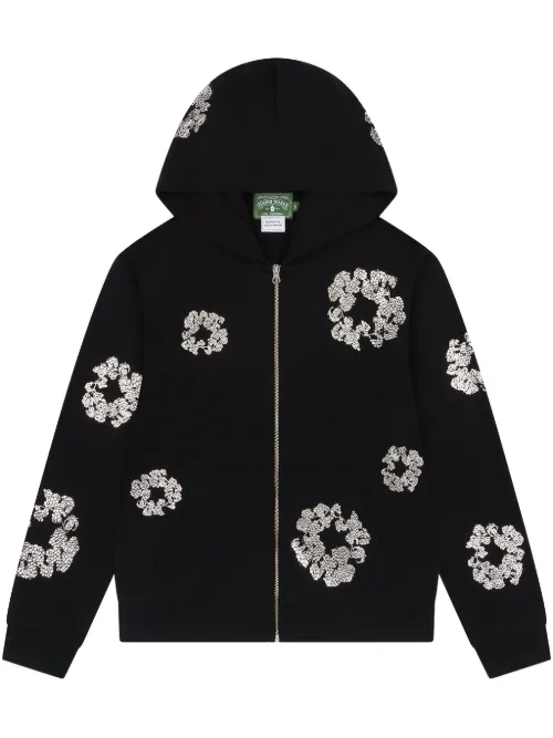 Hoodie zippé Swarovski Wreath 'Black' - Denim Tears - Modalova
