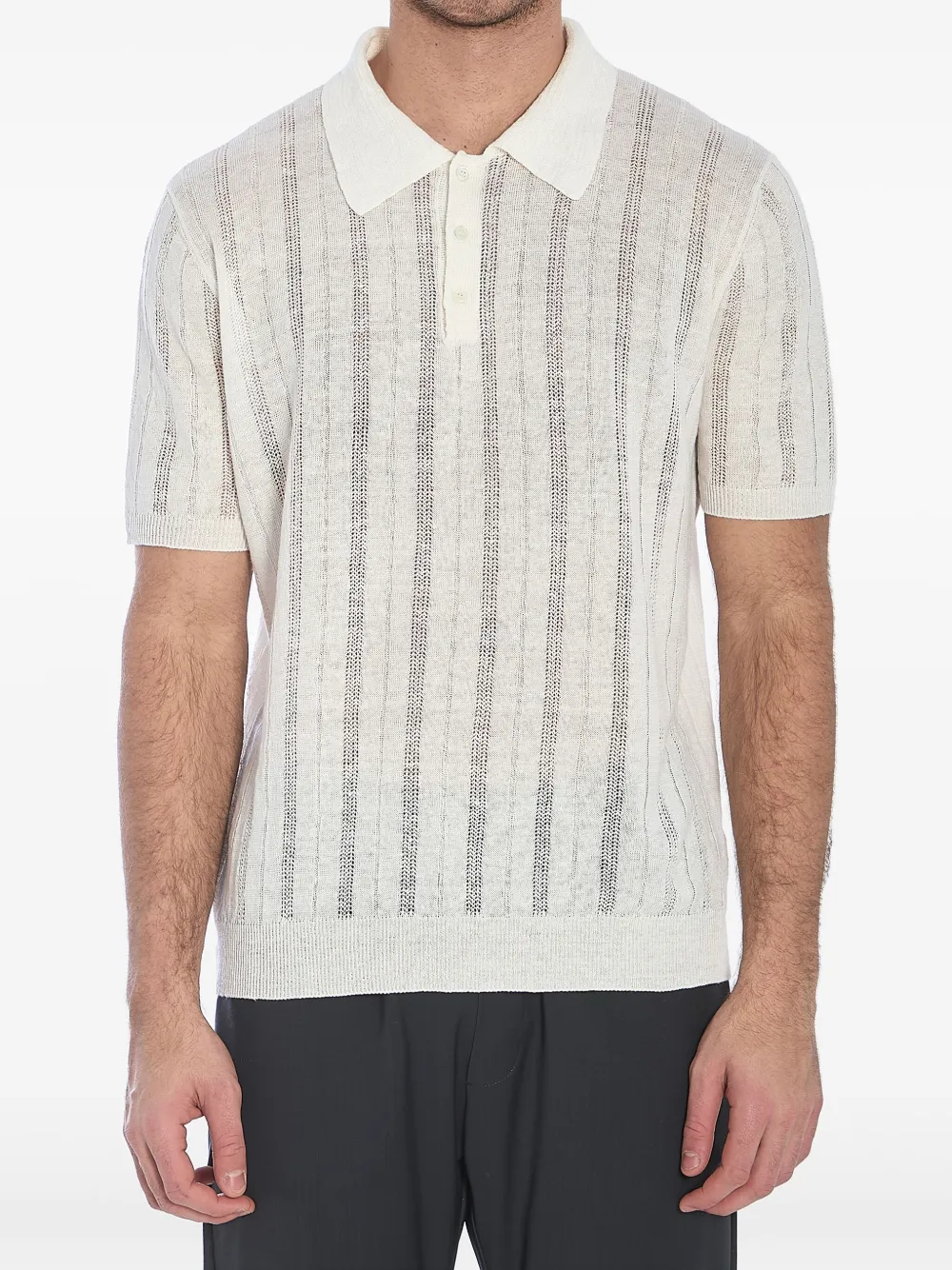 Roberto Collina polo en maille pointelle | blanc | Image 1