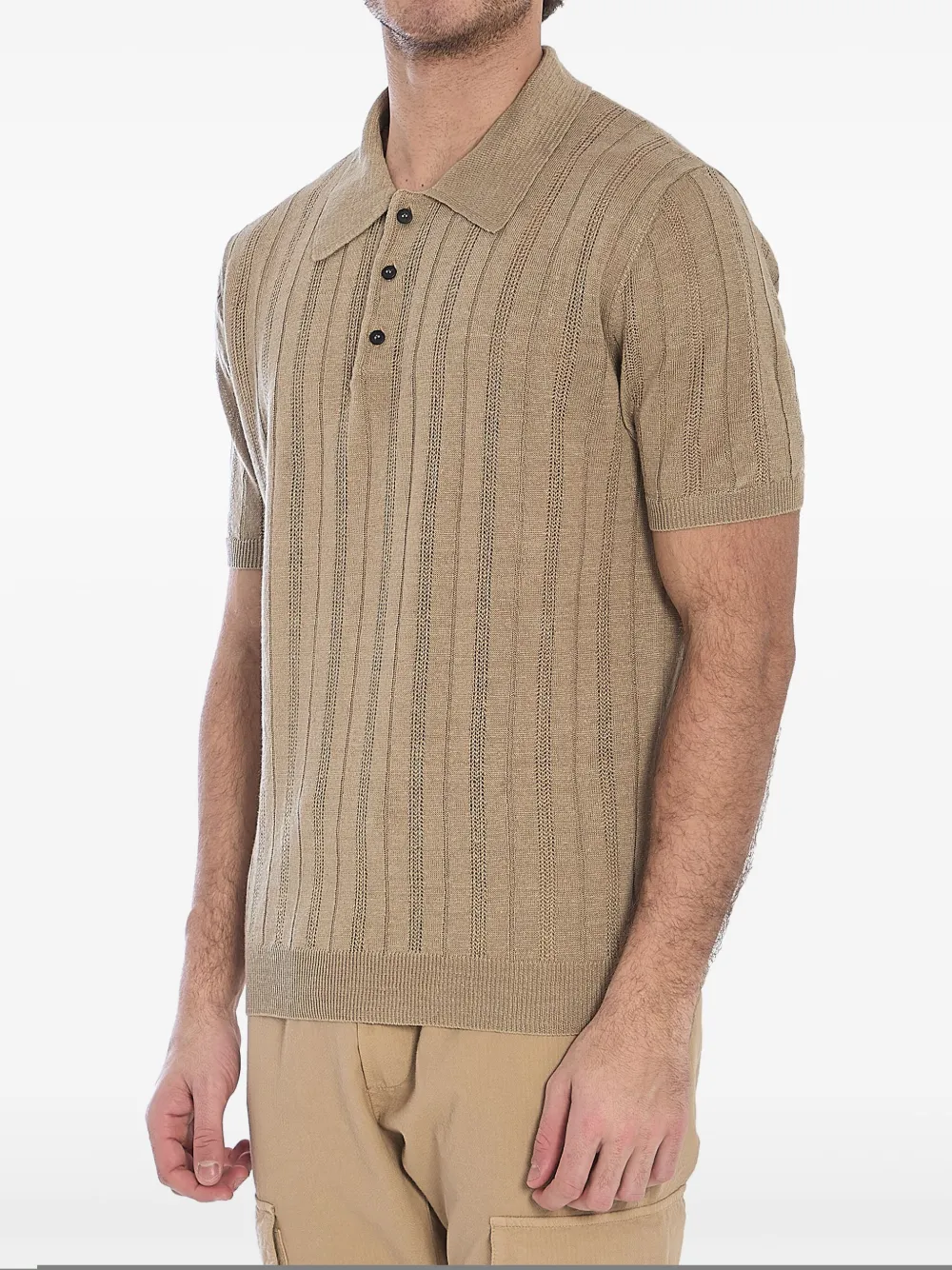 Roberto Collina pointelle-knit polo shirt - Beige