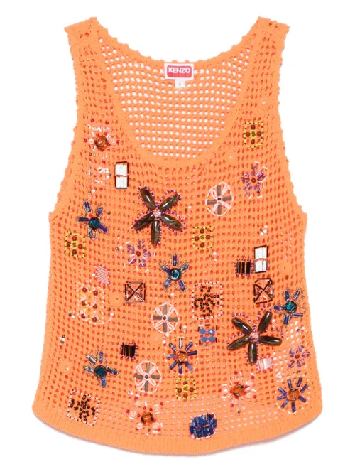 Haut en crochet à ornements en cristal - Kenzo - Modalova
