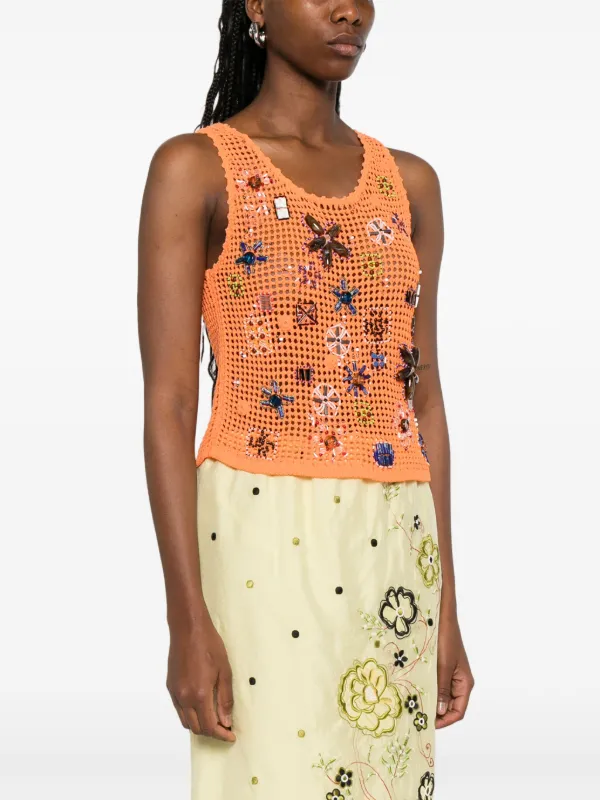 Kenzo Embellished Crochet Top | Orange | FARFETCH