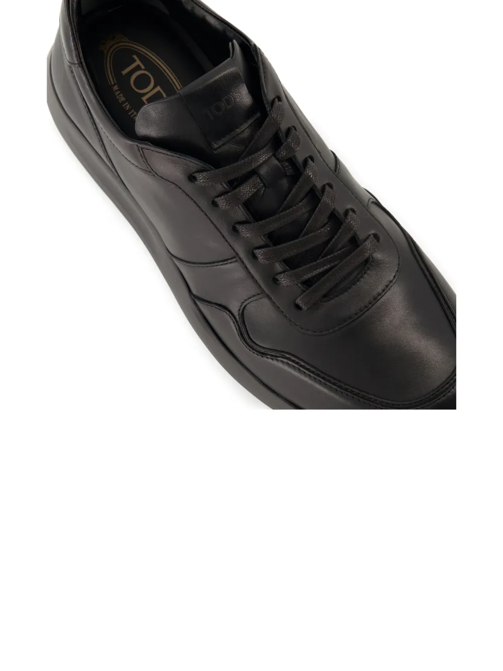 Tod's Streamlined Black Leather Sneakers With Padded Collar In Black