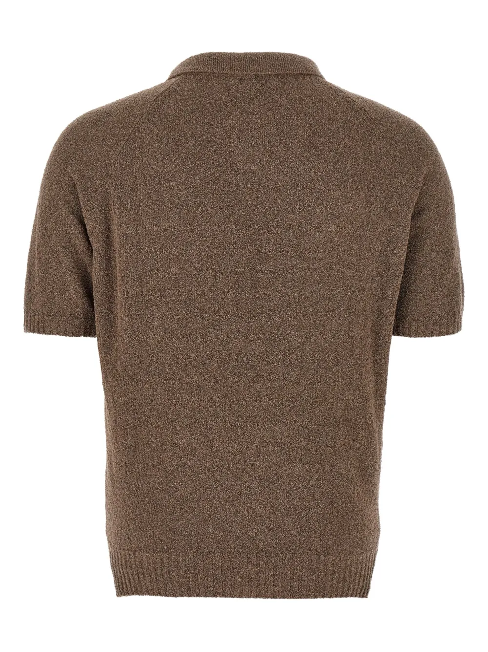 Ma'ry'ya Poloshirt met geribbelde afwerking - Bruin