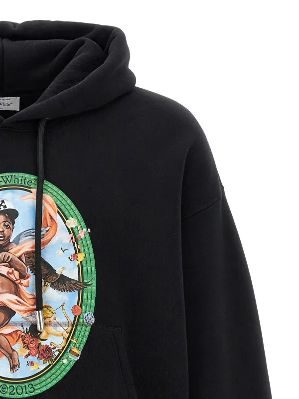 関税込み★Off-White★ロゴ Fresco Star コットン パーカー Fresco Star Over Hoodie Black - Light Ye in BLACK for Men