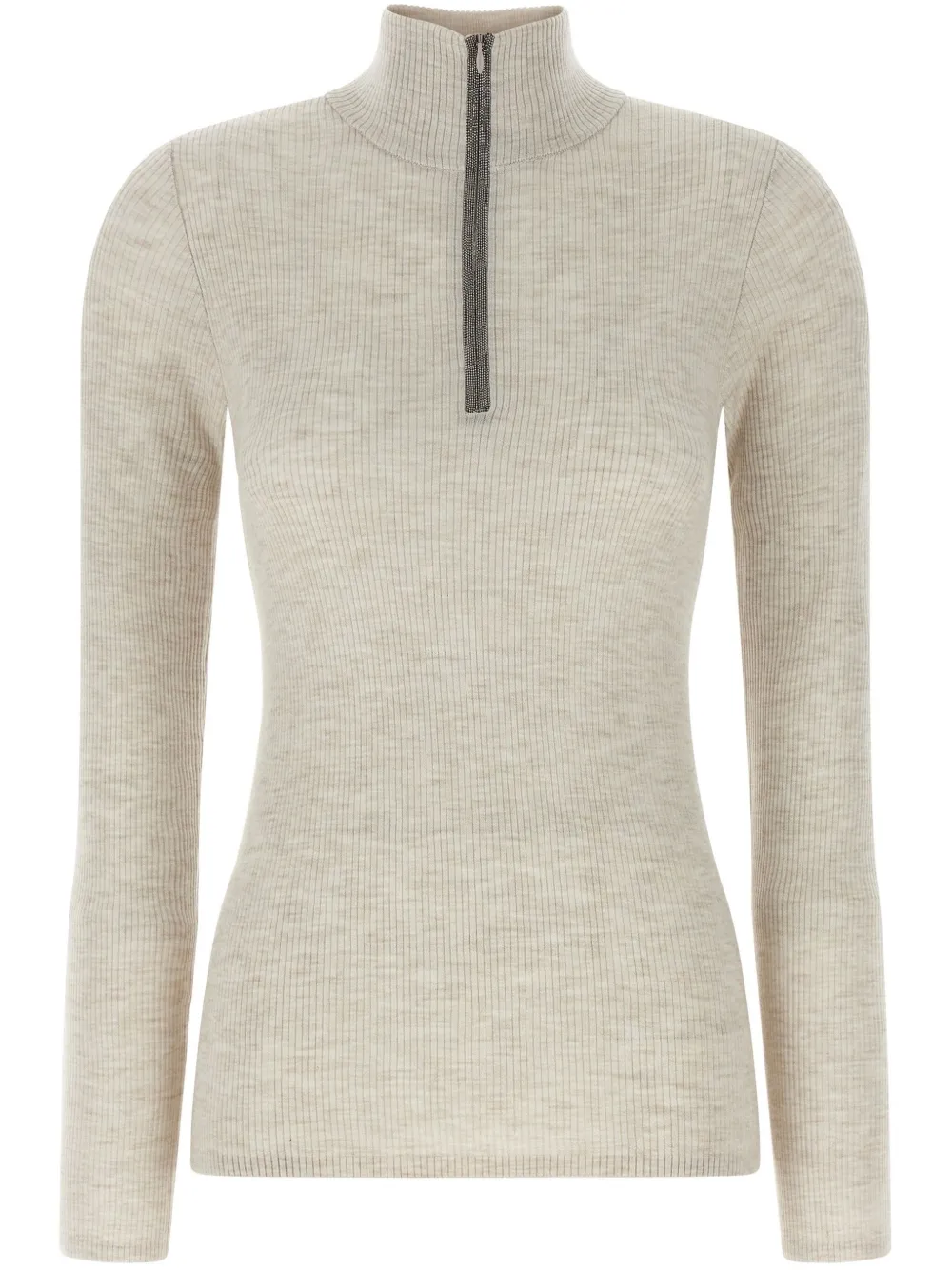 Brunello Cucinelli Trui met rits Beige