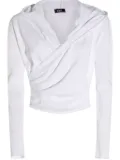 Add draped-front hoodie - White