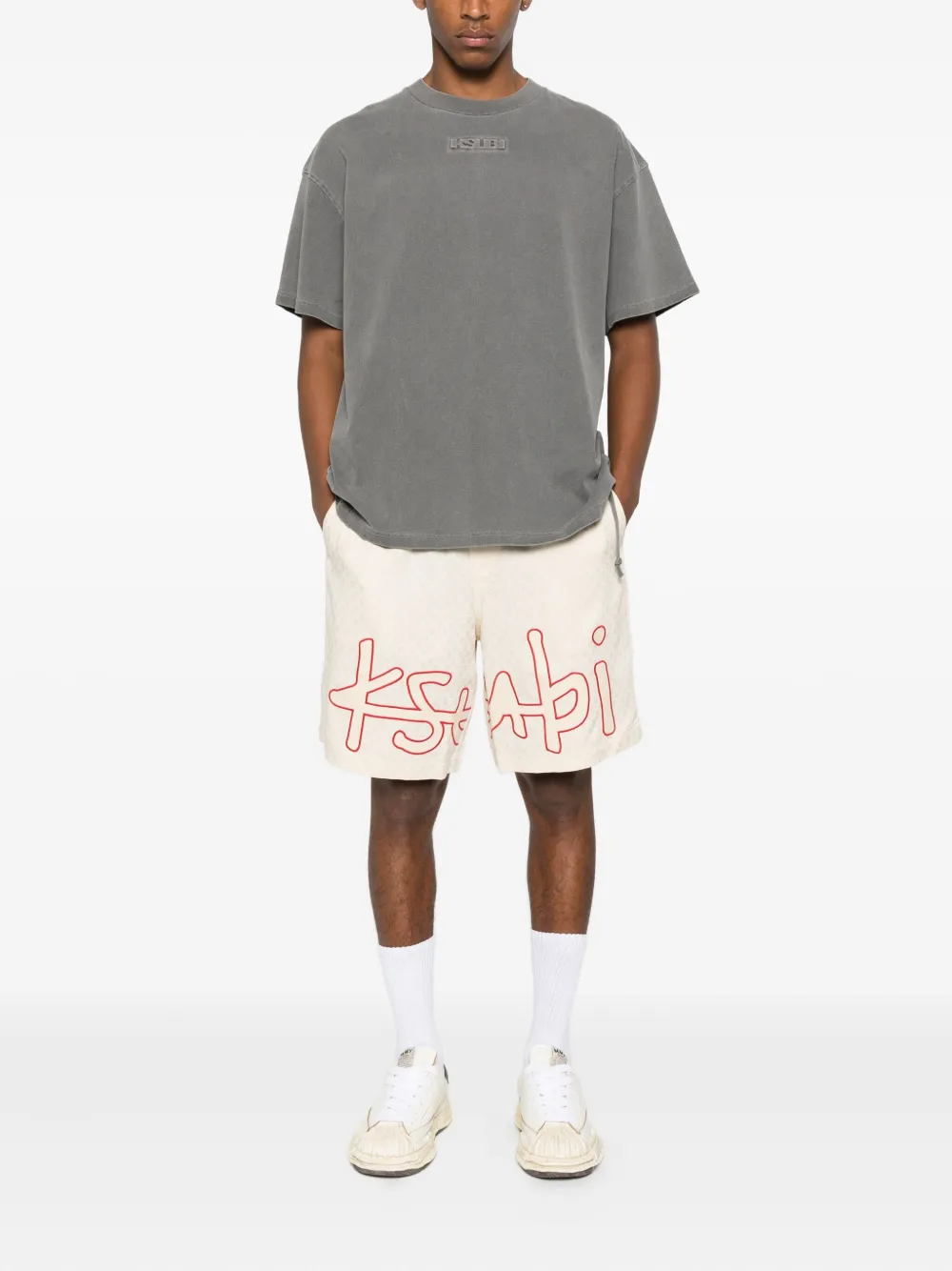 Ksubi logo-embroidered T-shirt Grijs