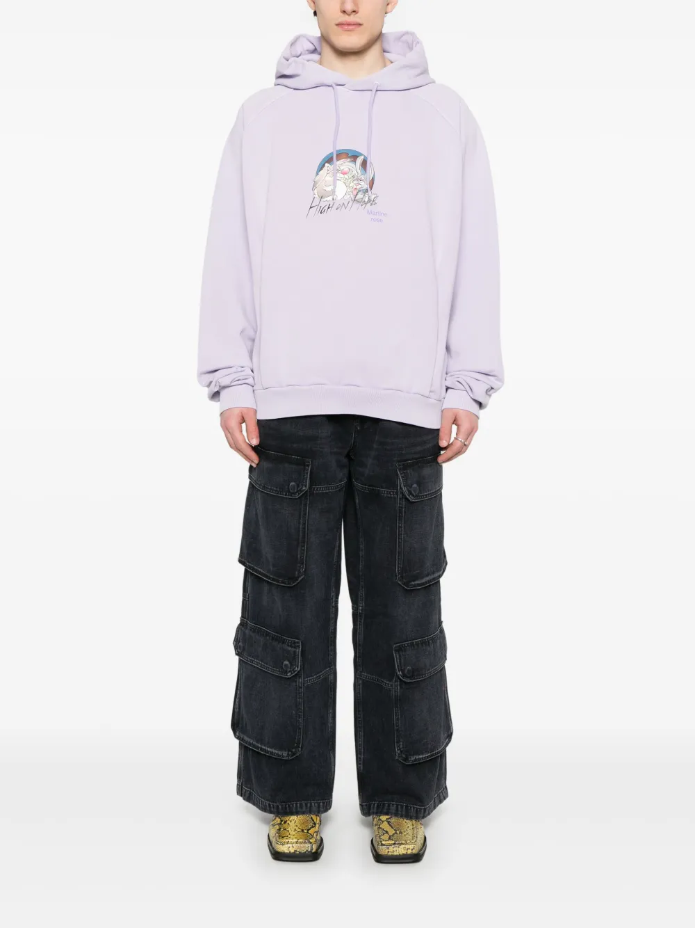Shop Martine Rose High On Hope Hoodie In Purple Lilac
