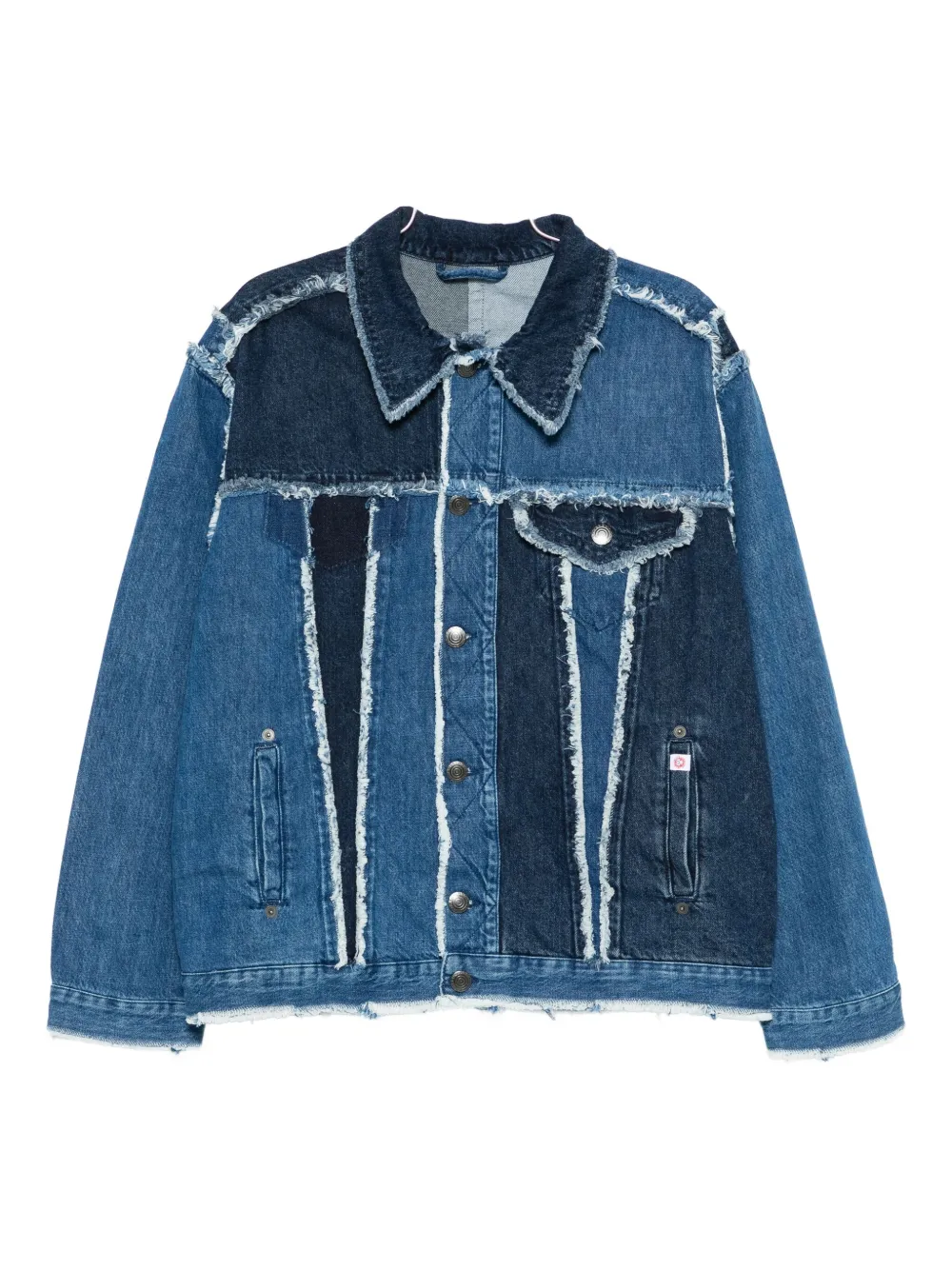 Charles Jeffrey Loverboy Frayed Patchwork Denim Jacket In Blue
