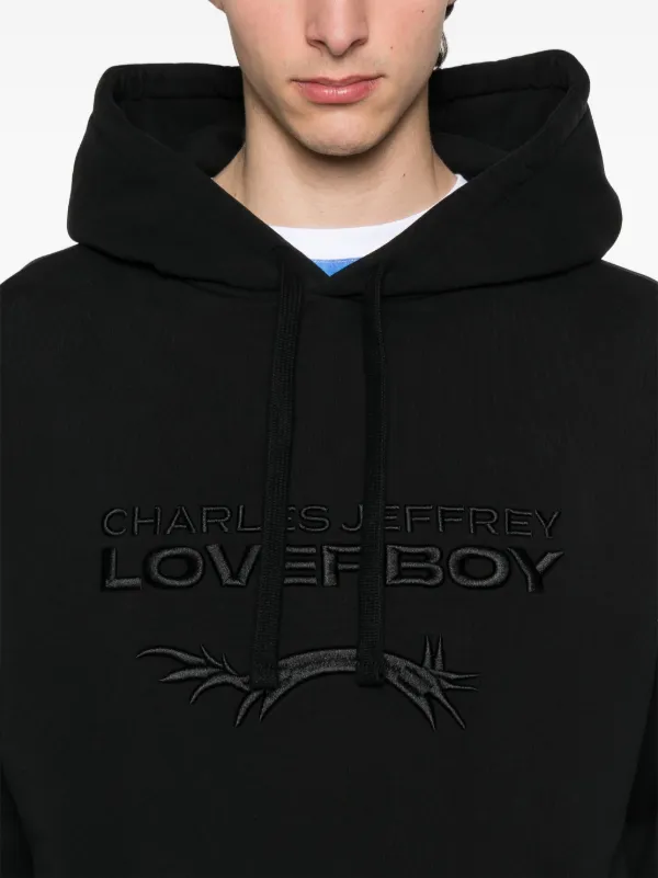 【関税込み】Charles Jeffrey LOVERBOY ブラック ロゴ フーディ Charles Jeffrey Loverboy ロゴ パーカー | ブラック | FARFETCH JP