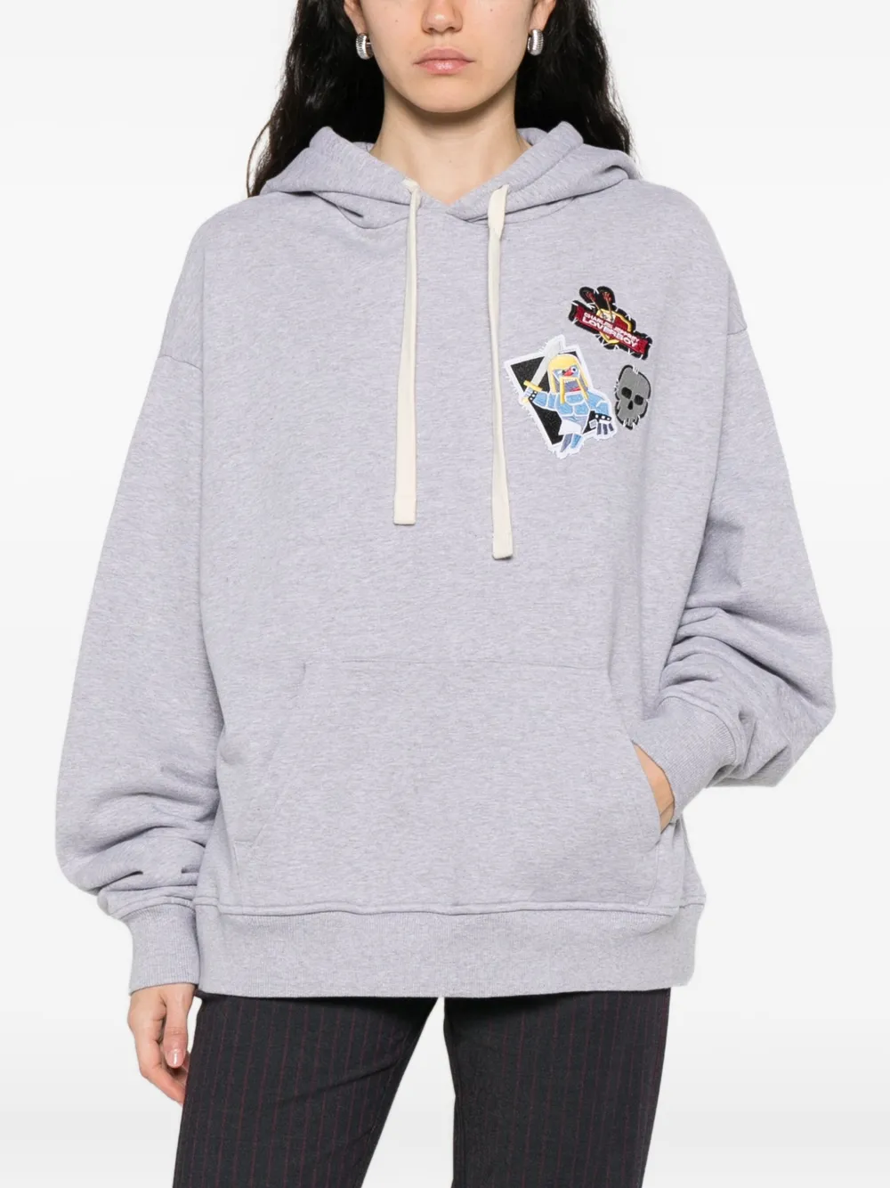 Charles Jeffrey Loverboy Barbarian-patch hoodie Grijs