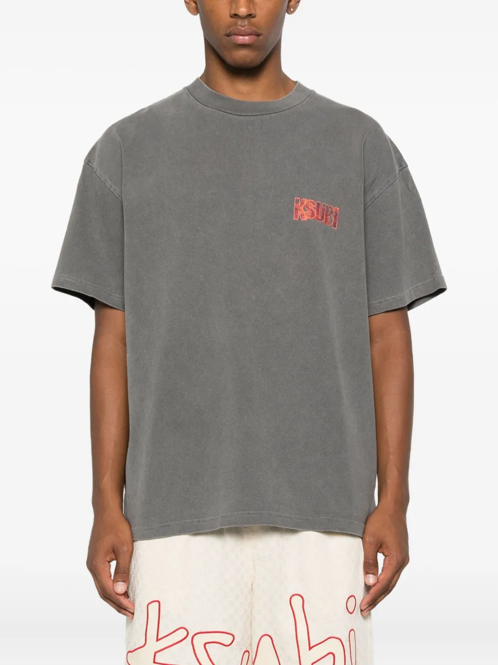 Ksubi Kickstart logo-print drawstring T-shirt Grijs