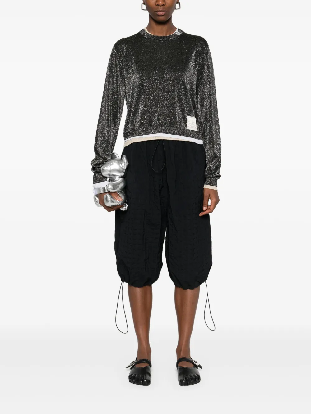 Maison MIHARA YASUHIRO Gelaagde trui met glitter Zwart