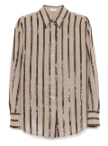 Brunello Cucinelli sequin-stripes shirt - Brown