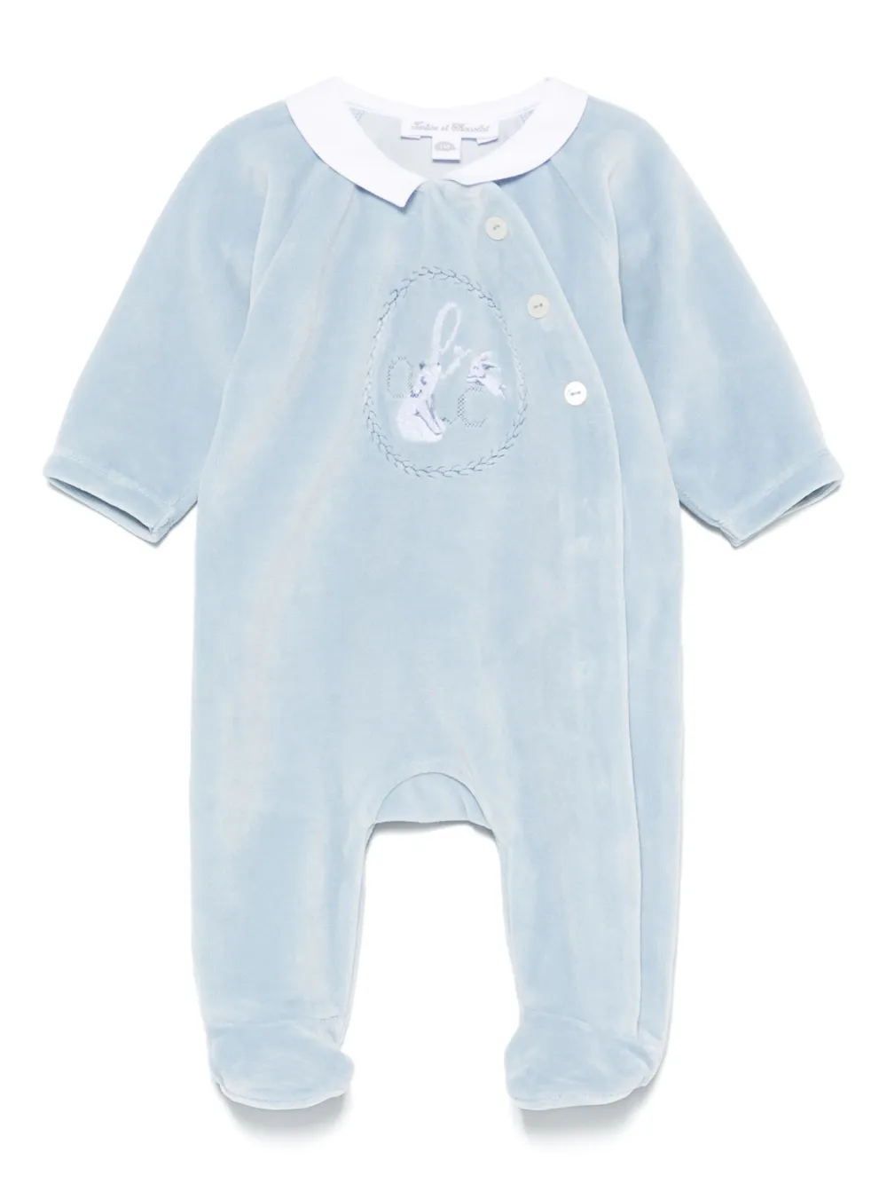 Tartine Et Chocolat Fluwelen pyjama met geborduurd logo Blauw