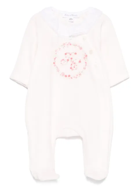 Tartine Et Chocolat flower embroidery velvet pajamas