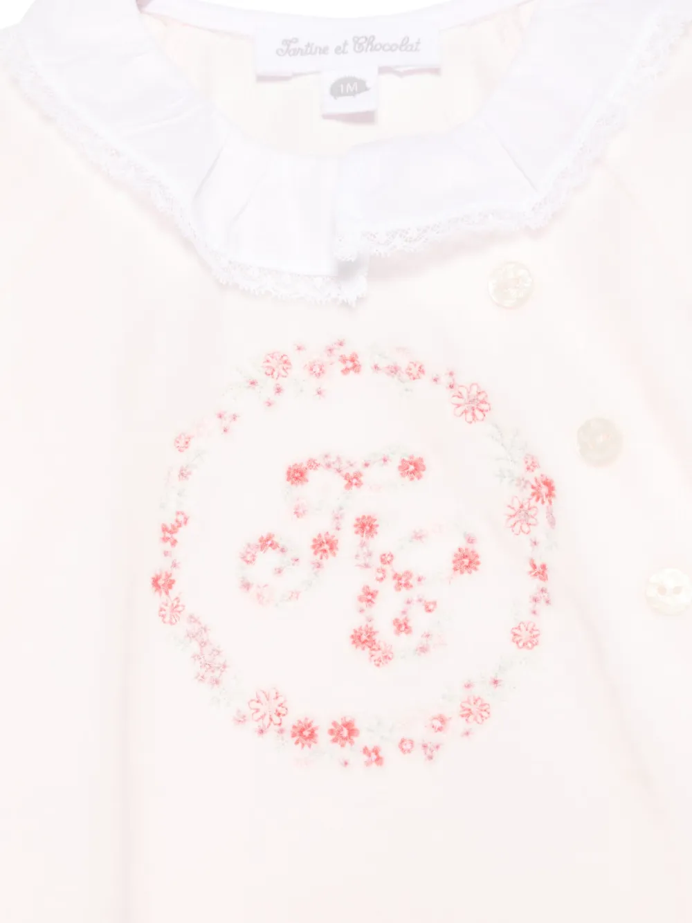 Tartine Et Chocolat Fluwelen pyjama met geborduurde bloemen Roze