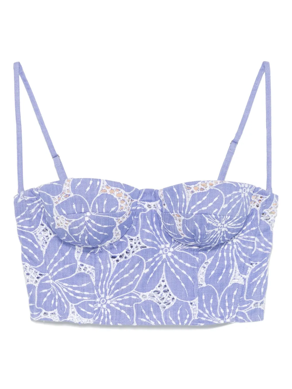 floral-embroidered top