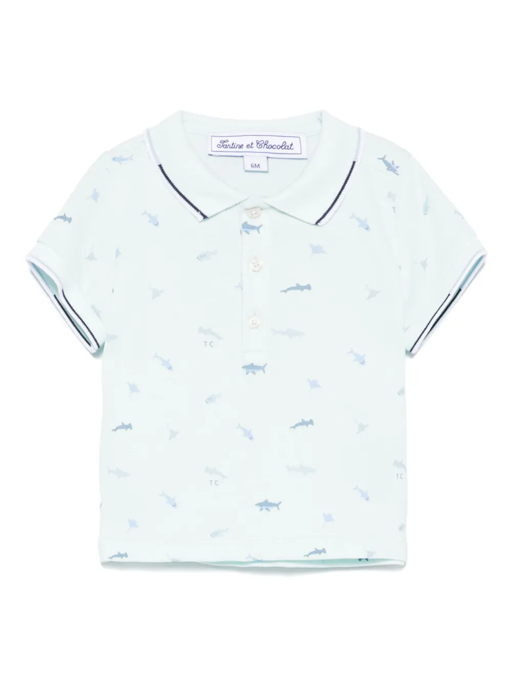 Tartine Et Chocolat shark-print polo shirt | Blue | Image 1
