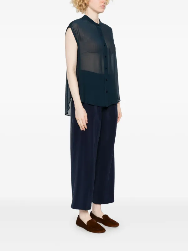 Merci semi-sheer Shirt | Blue | FARFETCH CA